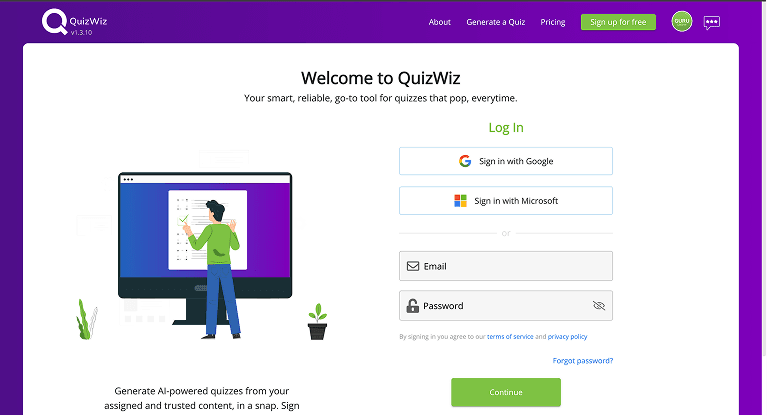 Login screen